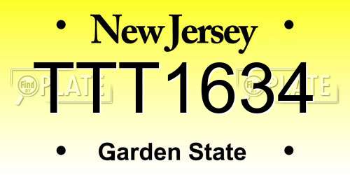 TTT1634 New Jersey License Plate