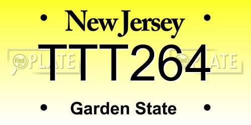 TTT264 New Jersey License Plate
