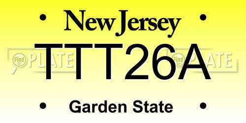 TTT26A New Jersey License Plate