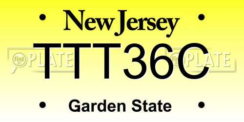TTT36C New Jersey License Plate