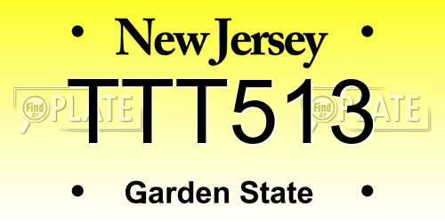 TTT513 New Jersey License Plate