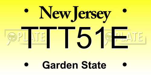 TTT51E New Jersey License Plate