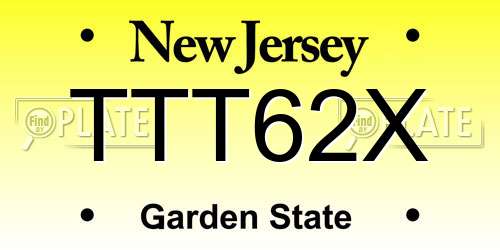 TTT62X New Jersey License Plate