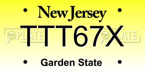 TTT67X New Jersey License Plate