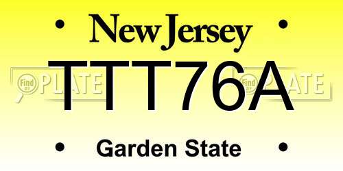 TTT76A New Jersey License Plate
