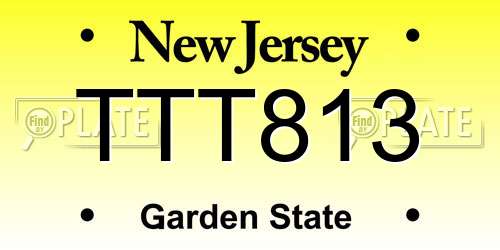 TTT813 New Jersey License Plate