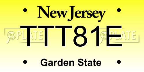 TTT81E New Jersey License Plate
