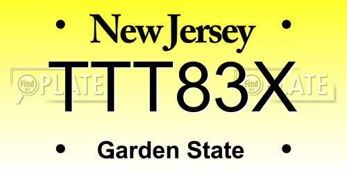 TTT83X New Jersey License Plate