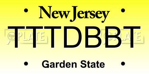 TTTDBBT New Jersey License Plate