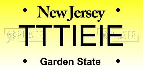 TTTIEIE New Jersey License Plate