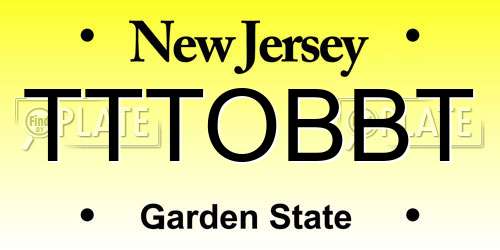 TTTOBBT New Jersey License Plate