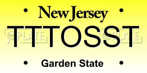 TTTOSST New Jersey License Plate