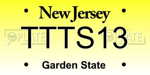TTTS13 New Jersey License Plate