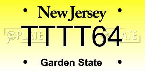 TTTT64 New Jersey License Plate