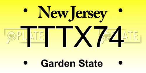 TTTX74 New Jersey License Plate