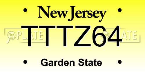 TTTZ64 New Jersey License Plate