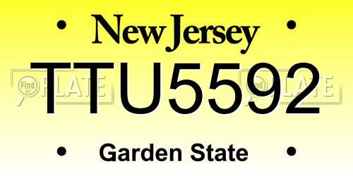 TTU5592 New Jersey License Plate