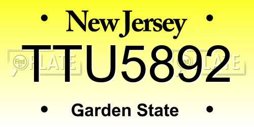 TTU5892 New Jersey License Plate