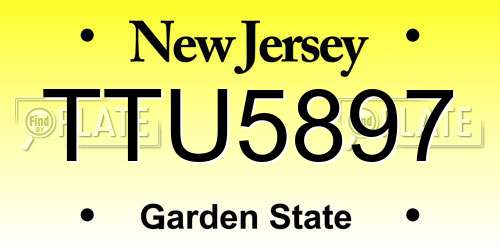 TTU5897 New Jersey License Plate