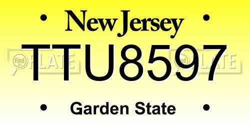 TTU8597 New Jersey License Plate