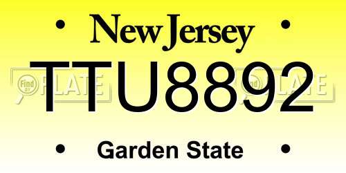 TTU8892 New Jersey License Plate