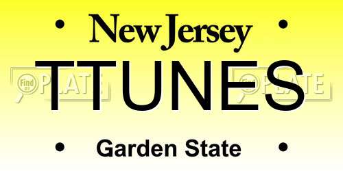 TTUNES New Jersey License Plate