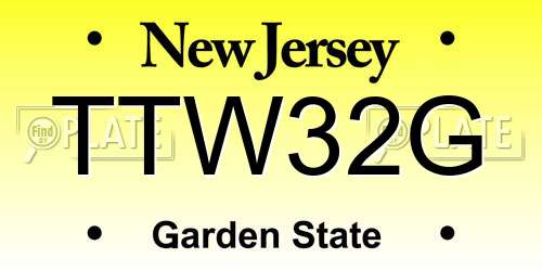 TTW32G New Jersey License Plate