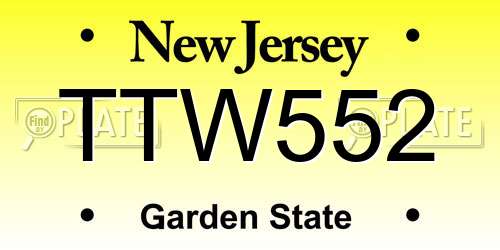 TTW552 New Jersey License Plate