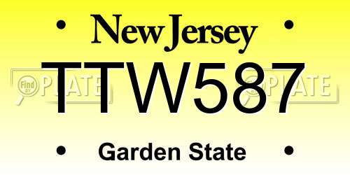 TTW587 New Jersey License Plate