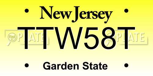 TTW58T New Jersey License Plate