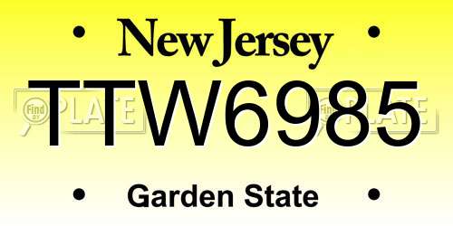 TTW6985 New Jersey License Plate