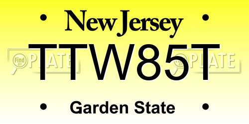 TTW85T New Jersey License Plate