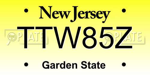 TTW85Z New Jersey License Plate