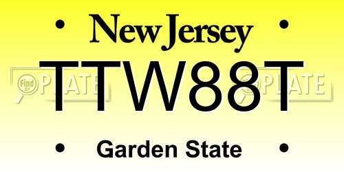 TTW88T New Jersey License Plate