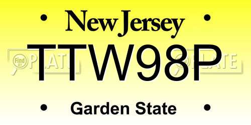TTW98P New Jersey License Plate