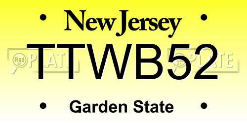 TTWB52 New Jersey License Plate