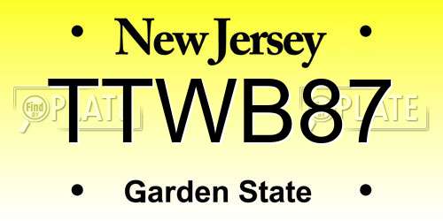 TTWB87 New Jersey License Plate
