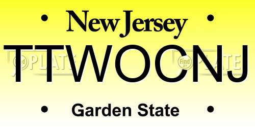 TTWOCNJ New Jersey License Plate