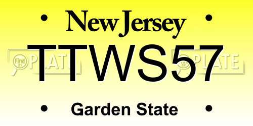 TTWS57 New Jersey License Plate