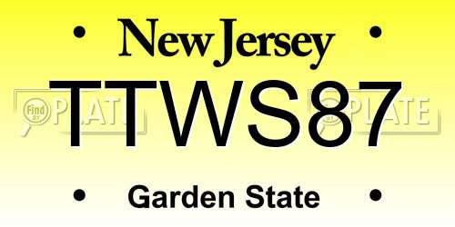 TTWS87 New Jersey License Plate