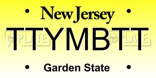 TTYMBTT New Jersey License Plate