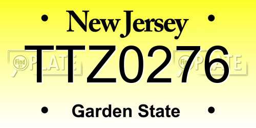 TTZ0276 New Jersey License Plate