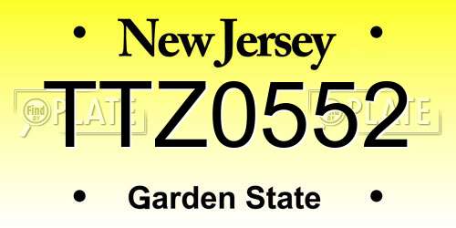 TTZ0552 New Jersey License Plate
