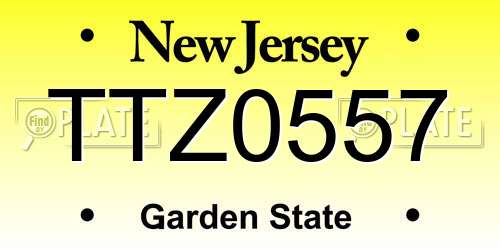 TTZ0557 New Jersey License Plate