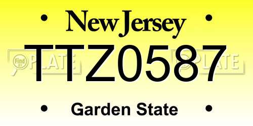 TTZ0587 New Jersey License Plate