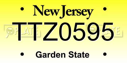 TTZ0595 New Jersey License Plate