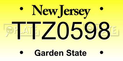 TTZ0598 New Jersey License Plate