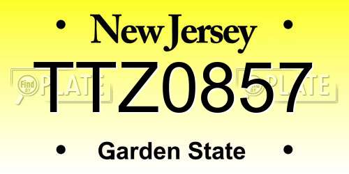 TTZ0857 New Jersey License Plate