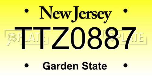 TTZ0887 New Jersey License Plate