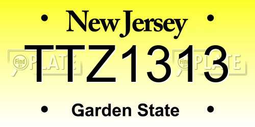TTZ1313 New Jersey License Plate